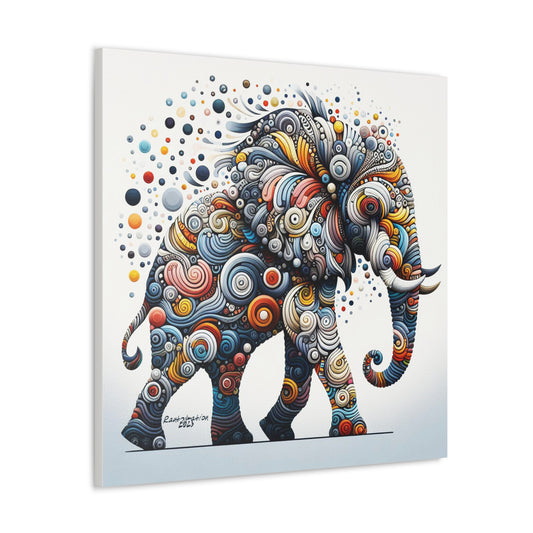 Abstract colorful Artistical patterned wild Elephant Canvas Gallery Wraps Square