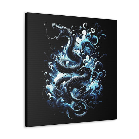 Black and Blue Smoke Serpent Snake Abstract Print Wall Art Canvas Gallery Wraps