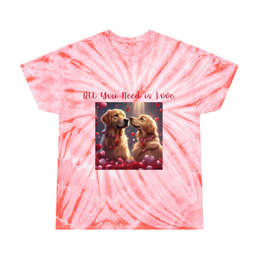 All you Need is LOVE T Shirt Dog mom animal lover Tie Dye Pink