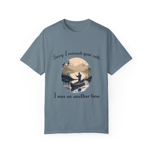 Funny fishing shirt on another line gift for fisherman humor Unisex Garment-Dyed T-shirt