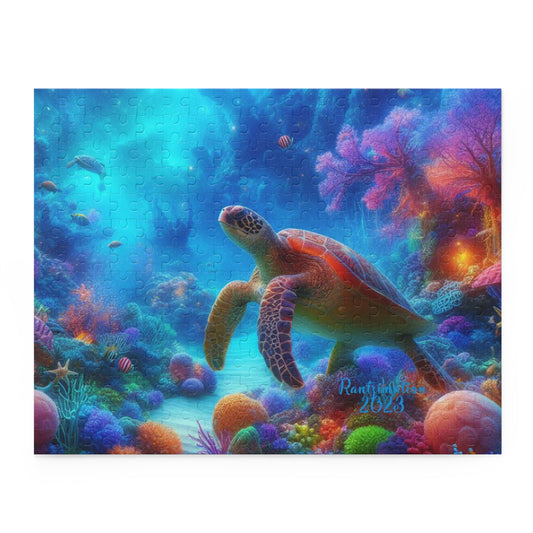 Sea Turtle swimming in a beautiful coral reef Ocean Puzzle (120, 252, 500-Piece)