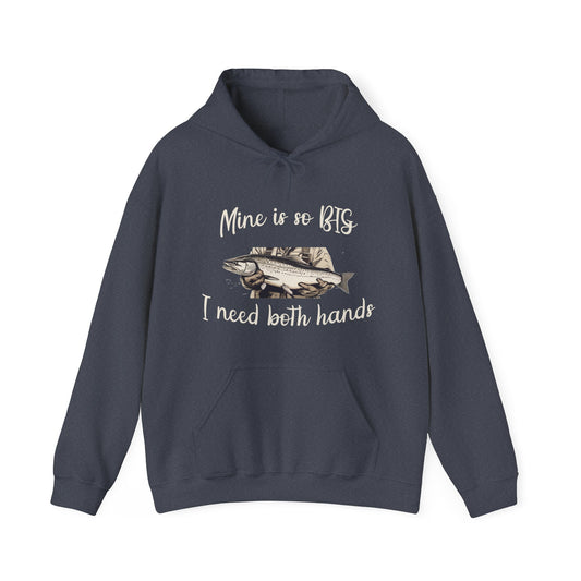 Fishing Hoodie Funny Humor MINE is So BIG Tease Adult Salmon Unisex Heavy Blend™ Hooded Sweatshirt
