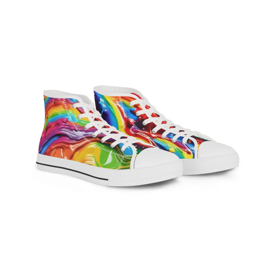 Color splash Rainbow Paint splatter Mens High Top Sneakers