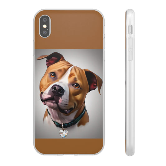 Flexi Cases Pit bull American Staffordshire Terrier Dog Iphone Photo case Brown and white.