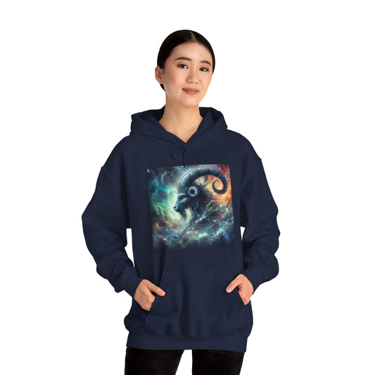 Capricorn Zodiac Mystical Symbol Sign Design Unisex Heavy Hooded Sweatshirt